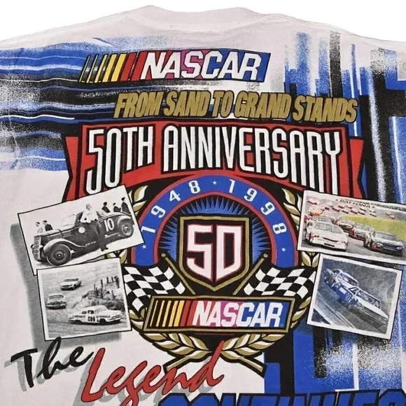 Vintage 1998 Nascar T-Shirt 50th Anniversary The Legend Continues AOP Size XL - Picture 7 of 10